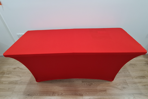 Red 6ft Trestle Table with Tablecloth